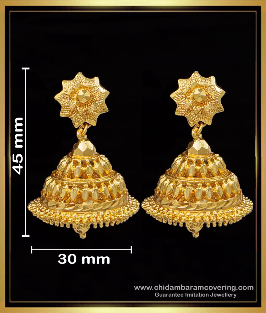 ERG1608 - Latest Kerala Jimikki Kammal Jhumka Design Gold Earrings 