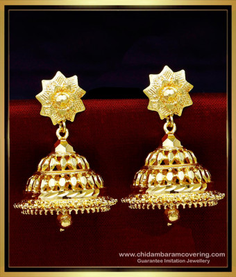 ERG1608 - Latest Kerala Jimikki Kammal Jhumka Design Gold Earrings 