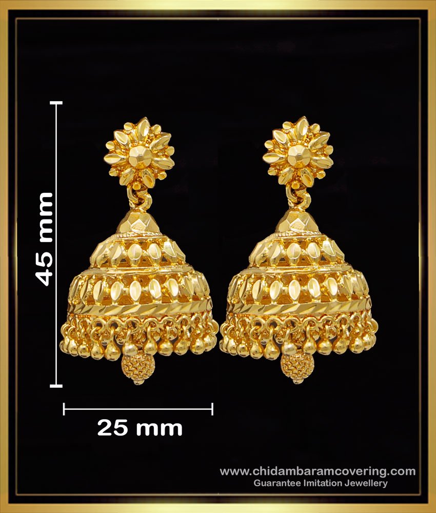 ERG1609 - South Indian Bridal Plain Big Gold Jhumka Design Online
