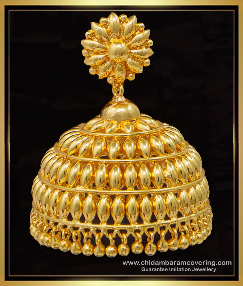 ERG1615 - Real Gold Design Light Weight Large Jhumka Earrings for Wedding  