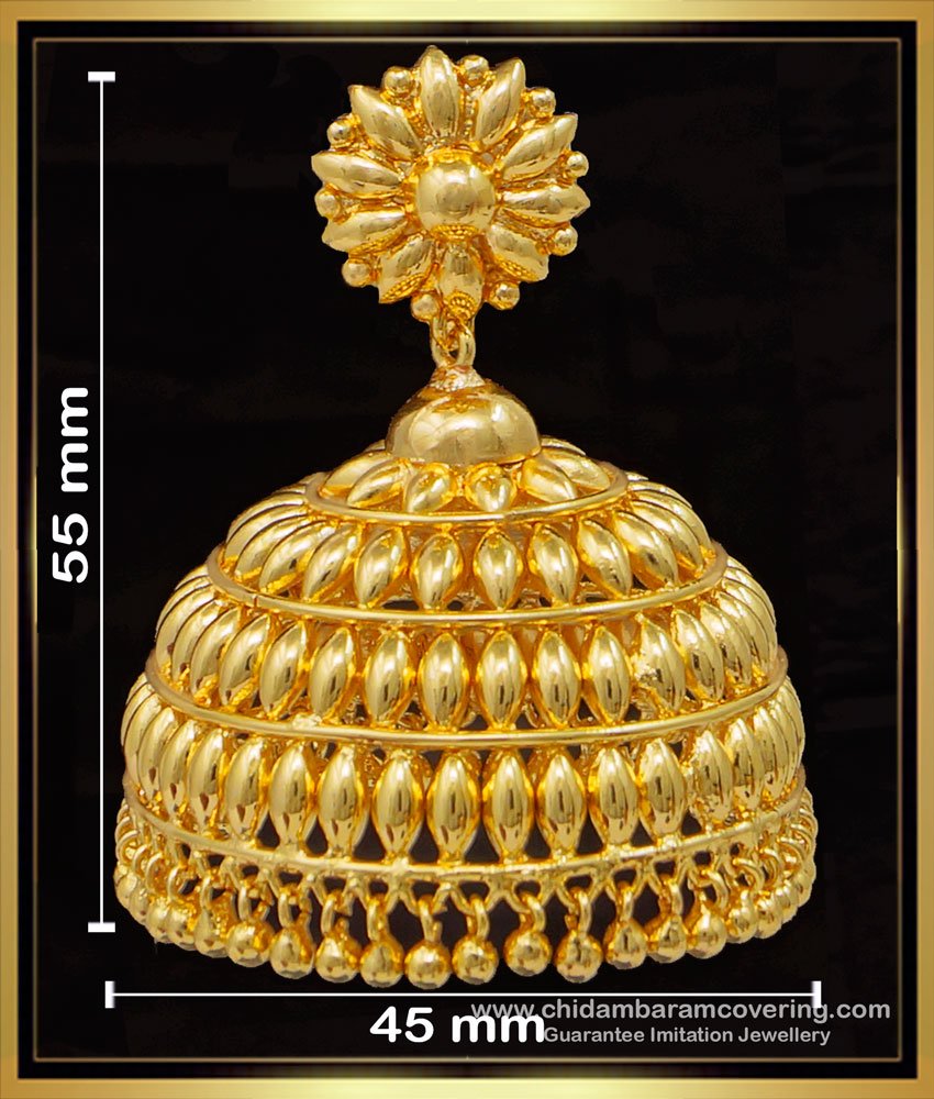 ERG1615 - Real Gold Design Light Weight Large Jhumka Earrings for Wedding  