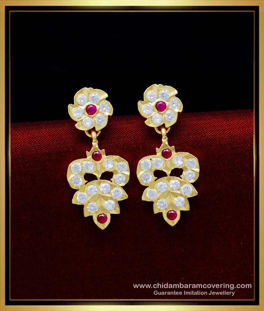 ERG1617 - Traditional Gold Design Stone Impon Kammal Earrings 