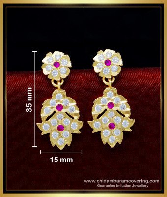 ERG1618 - South Indian Impon Jewellery Stone Earrings Online 