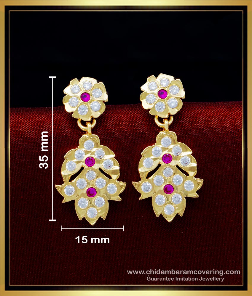 ERG1618 - South Indian Impon Jewellery Stone Earrings Online 