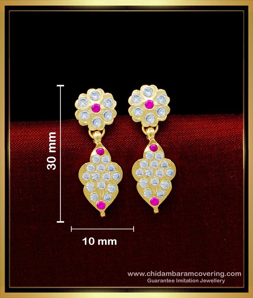 ERG1621 - Traditional Impon Jewellery Stone Gold Earrings for Kids