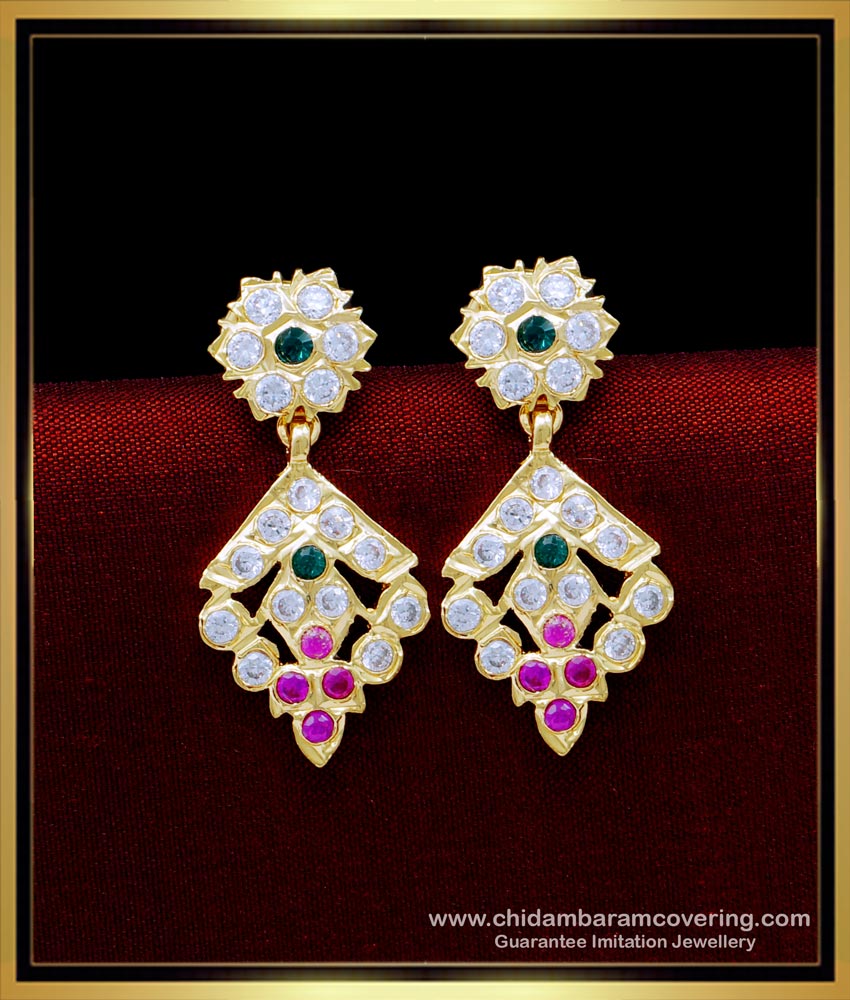 ERG1623 - Elegant Multi Stone Impon Earrings Online Shopping  