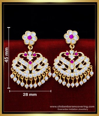 ERG1625 - Traditional South Indian Impon Stone Earrings for Wedding
