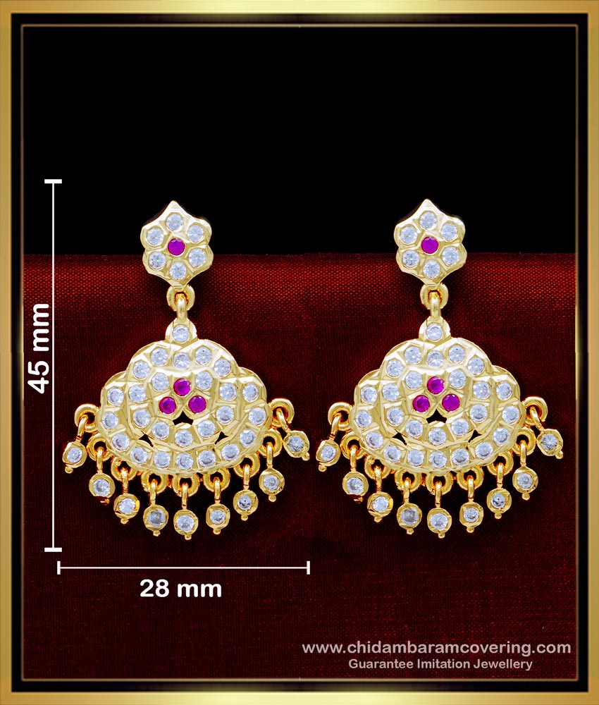 ERG1626 - Bridal Wear Five Metal Impon Stone Earrings for Women