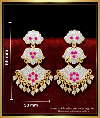 ERG1628 - Traditional Gold Design 2 Layer Impon Stone Big Size Earrings