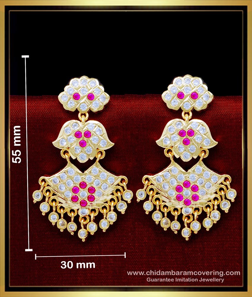 ERG1628 - Traditional Gold Design 2 Layer Impon Stone Big Size Earrings