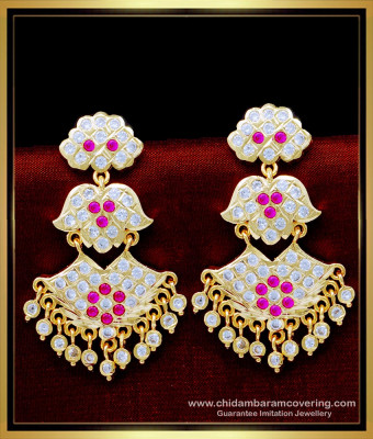 ERG1628 - Traditional Gold Design 2 Layer Impon Stone Big Size Earrings