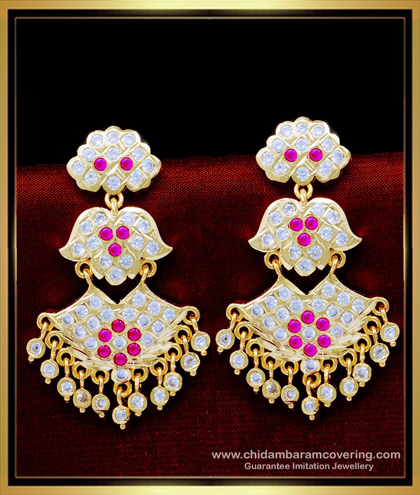 ERG1628 - Traditional Gold Design 2 Layer Impon Stone Big Size Earrings