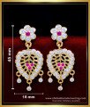 ERG1629 - Gold Look White and Ruby Stone Impon Earrings Online 