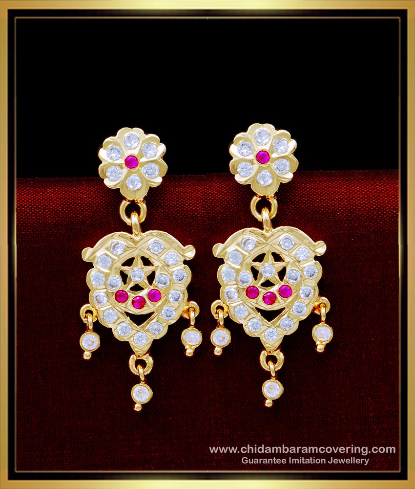 ERG1630 - New Model Ad Stone Impon Earrings Online Shopping