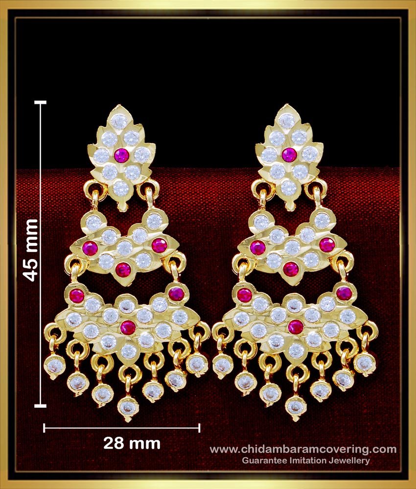 ERG1632 - Traditional Two Step Earrings Gold Design Impon Jewellery Online
