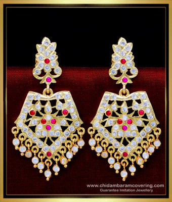 ERG1633 - South Indian Wedding Jewellery Impon Big Size Stone Earrings