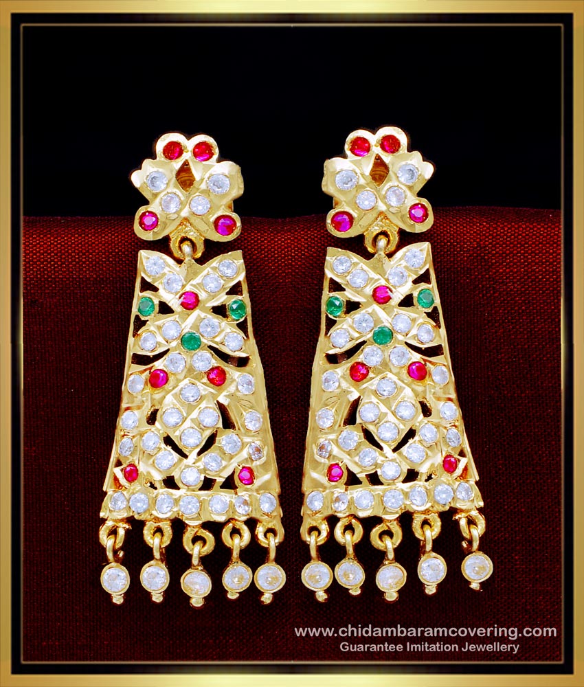 ERG1634 - Latest Multi Stone Women Impon Earrings Online Shopping