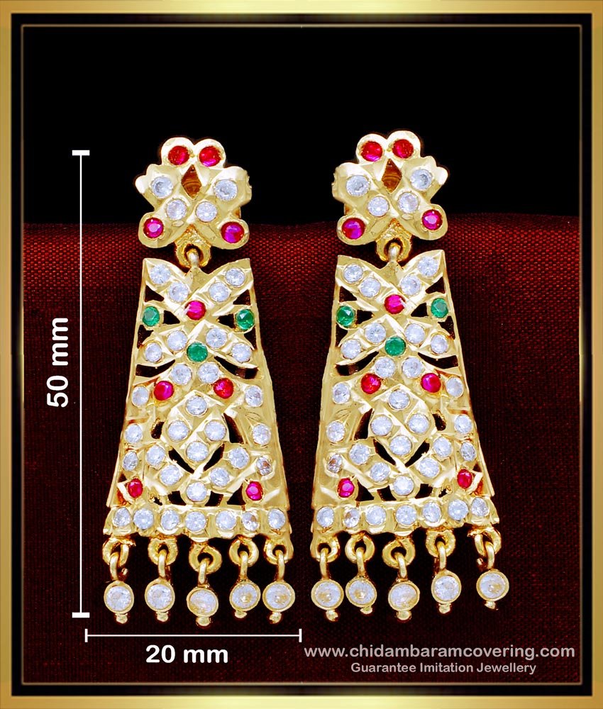 ERG1634 - Latest Multi Stone Women Impon Earrings Online Shopping