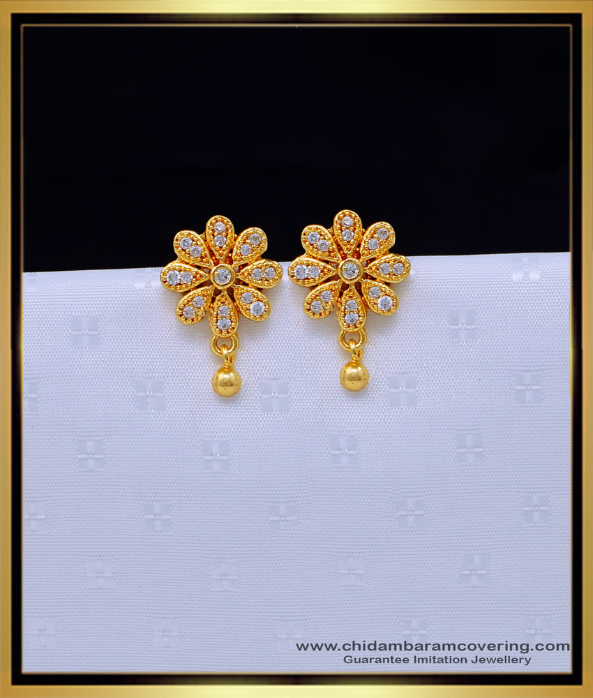 ERG1635 - Cute White Stone Flower Design Stone Earrings Studs
