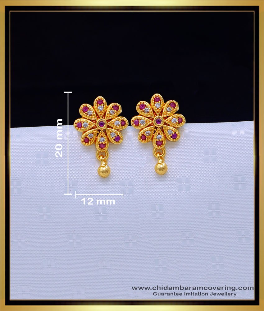 ERG1636 - Elegant Small Stone Drop Earrings Gold Plated Jewellery