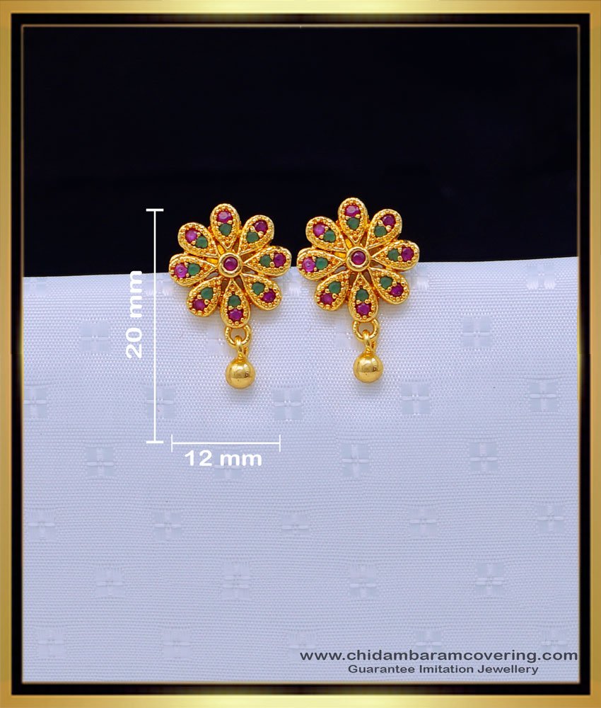 ERG1637 - 1 Gram Gold Jewellery Flower Design Stone Stud Earrings