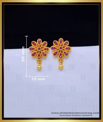 ERG1638 - Unique Ruby Stud Earrings One Gram Gold Jewellery Online