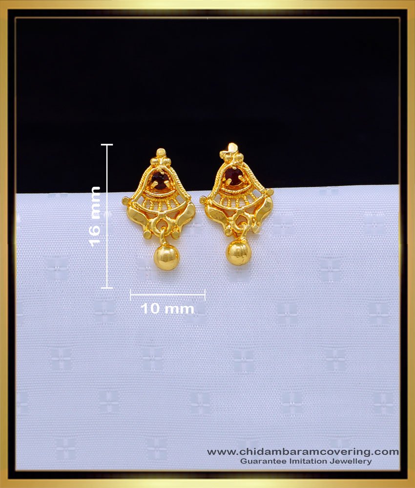 ERG1640 - Simple Small Stone Stud Earrings Gold Designs Online