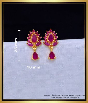 ERG1642 - Attractive Ruby Stud Earrings 1 Gram Gold Jewellery Online