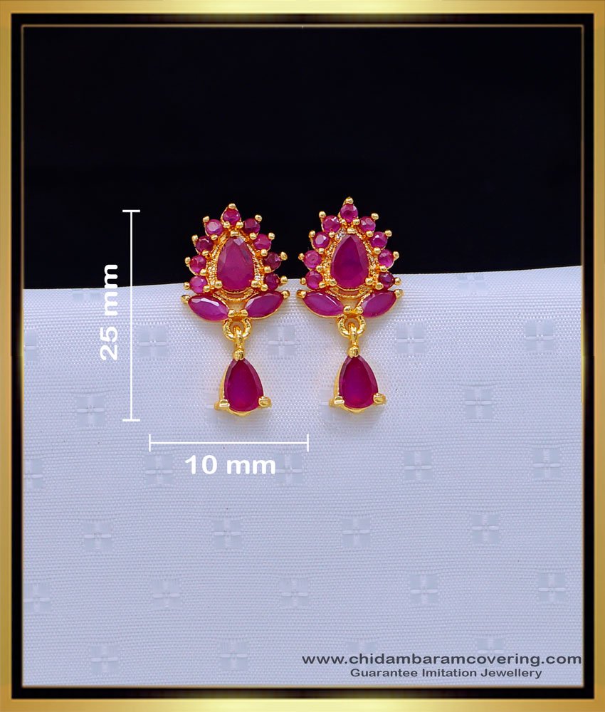 ERG1642 - Attractive Ruby Stud Earrings 1 Gram Gold Jewellery Online