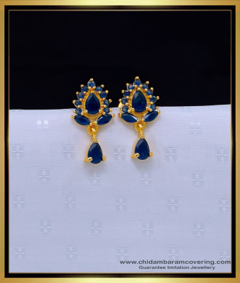 ERG1643 - Unique Party Wear Ad Stone Dark Blue Earrings Online