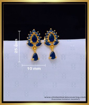 ERG1643 - Unique Party Wear Ad Stone Dark Blue Earrings Online