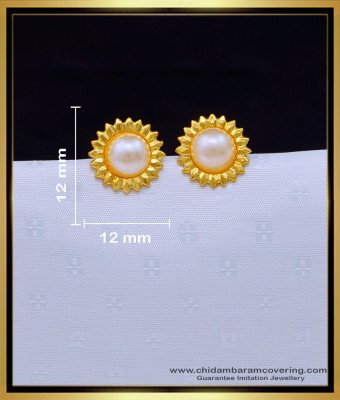 ERG1645 - Beautiful Pearl Earrings Artificial 1 Gram Gold Jewellery