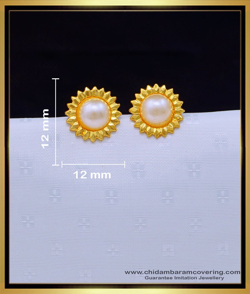 ERG1645 - Beautiful Pearl Earrings Artificial 1 Gram Gold Jewellery