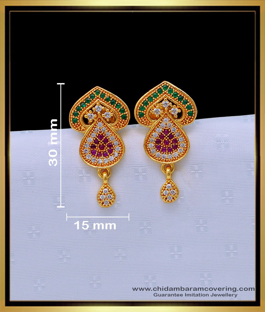 ERG1649 - Trendy Gold Plated Jewellery Multi Stone Stud Earrings Online