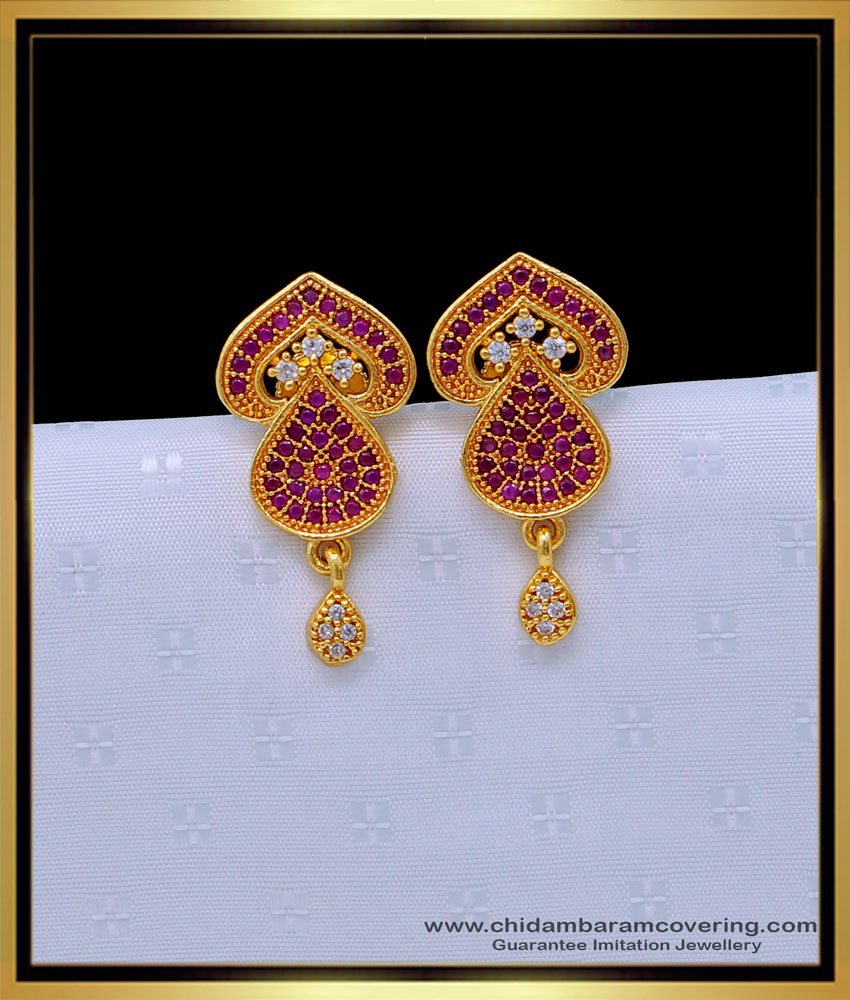ERG1650 - New Model Gold Stone Earrings Designs for Daily Use