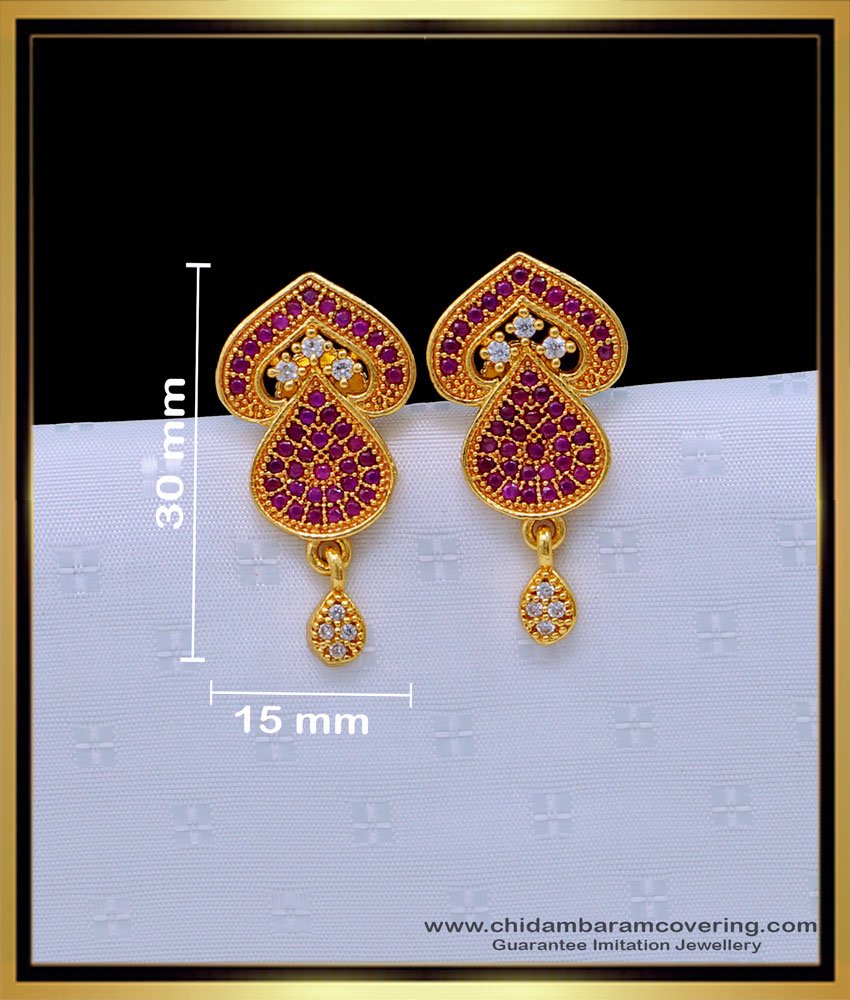 ERG1650 - New Model Gold Stone Earrings Designs for Daily Use
