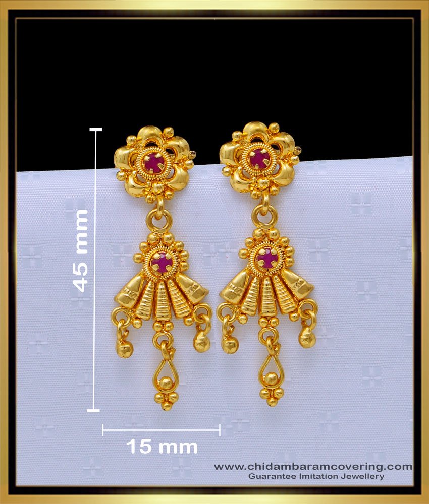 ERG1651 - Gold Plated Simple Gold Earrings Designs for Daily Use