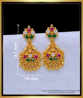 ERG1655 - First Quality Multi Stone 1 Gram Gold Earrings Online 