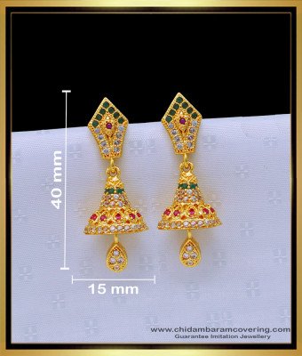 ERG1656 - One Gram Gold Ad Stone Jhumkas Design for Women 