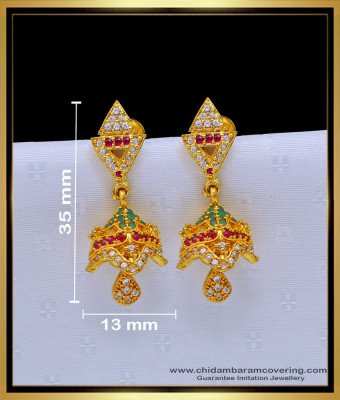 ERG1657 - South Indian Jewellery Ad Stone Gold Plated Jhumkas Buy Online