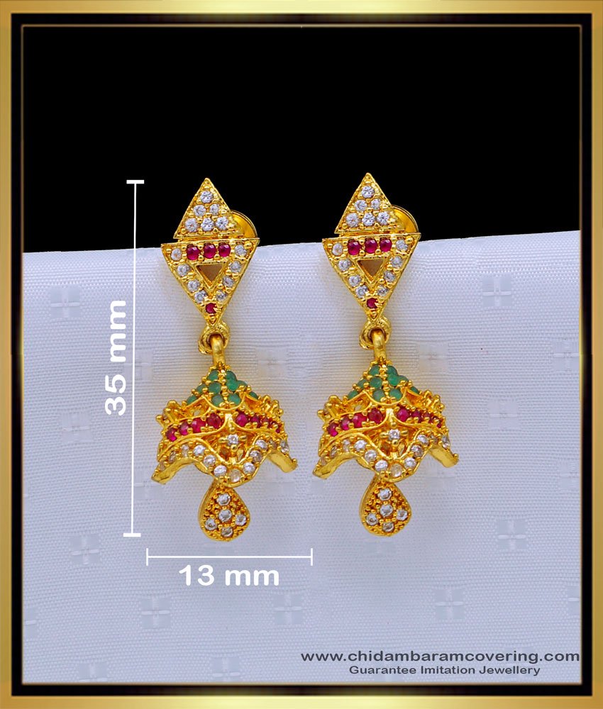 ERG1657 - South Indian Jewellery Ad Stone Gold Plated Jhumkas Buy Online