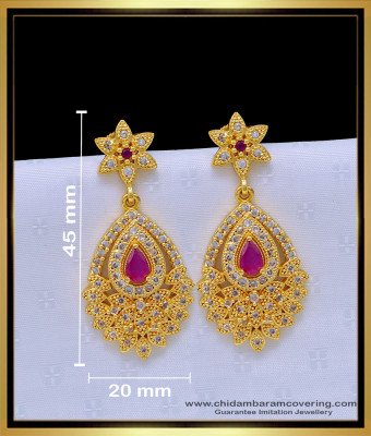 ERG1658 - Latest Modern Long Stone Earrings Design for Girls 