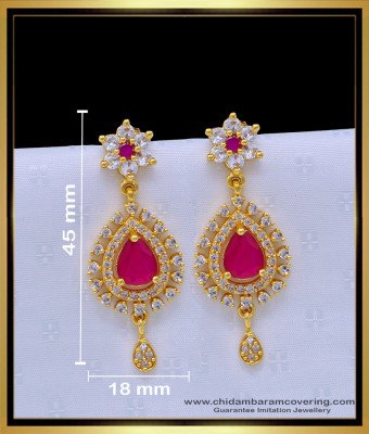 ERG1659 - American Diamond Party Wear New Modern Stylish Earrings