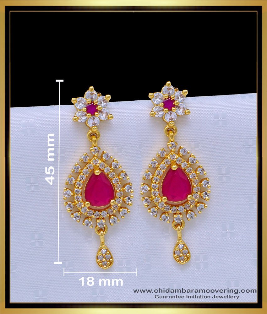 ERG1659 - American Diamond Party Wear New Modern Stylish Earrings
