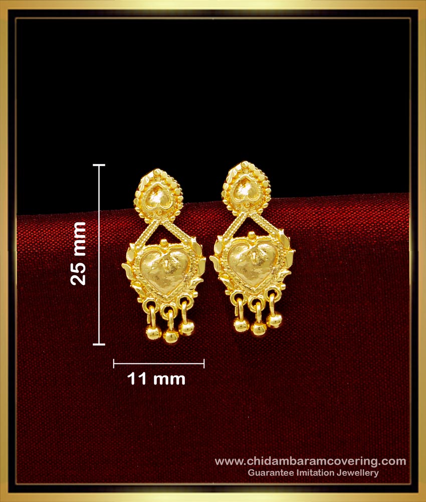 ERG1662 - Light Weight Small Earrings 1 Gram Gold Jewellery Online 