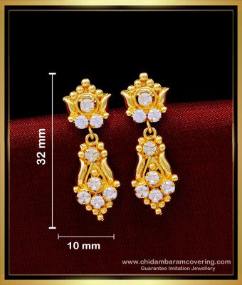 ERG1664 - First Quality White Stone Hanging Earrings Gold Plated Jewelry