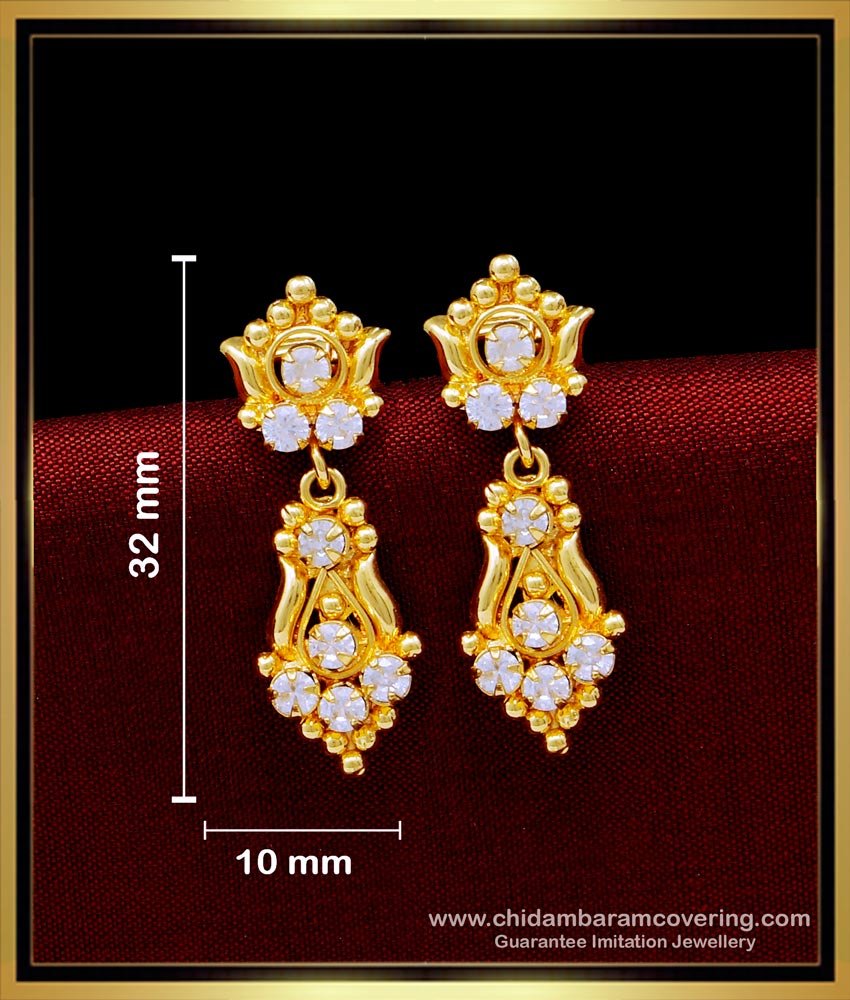 ERG1664 - First Quality White Stone Hanging Earrings Gold Plated Jewelry