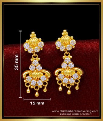 ERG1666 - Pure Gold Plated Guaranteed White Stone Hanging Earrings Design