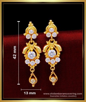 ERG1667 - Best Quality White Stone Long Hanging Earrings Design