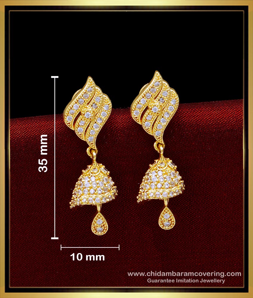 ERG1668 - New Design White Stone Jhumka Earrings Online Shopping